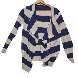 Romy Blue & White Striped Cardigan Sweater XS with FLAWS